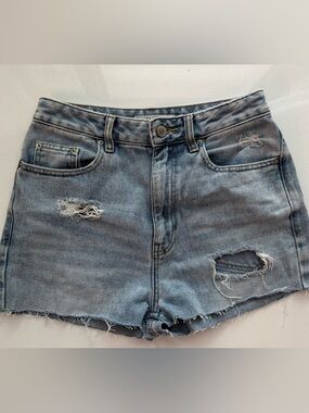 PacSun Distressed Light Blue Denim Shorts Boyfriend 90’s